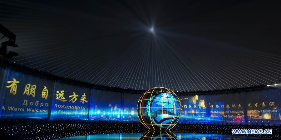 (SCO SUMMIT) CHINA-QINGDAO-SCO-LIGHTS-FIREWORKS-SHOW (CN)