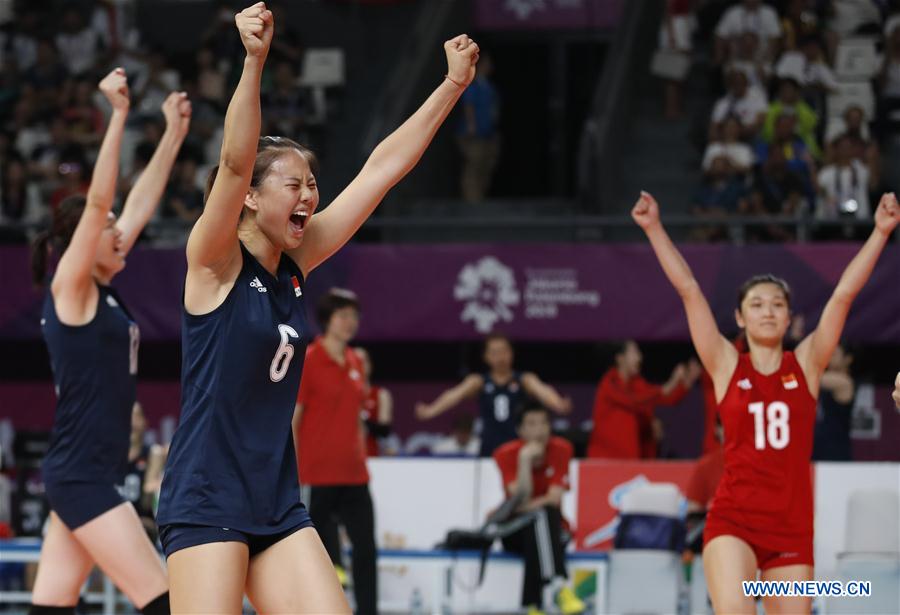 (SP)INDONESIA-JAKARTA-ASIAN GAMES-WOMEN'S VOLLEYBALL FINAL-CHINA VS THAILAND