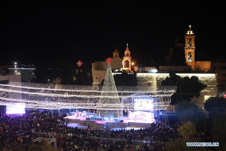 MIDEAST-BETHLEHEM-CHRISTMAS TREE-LIGHTING