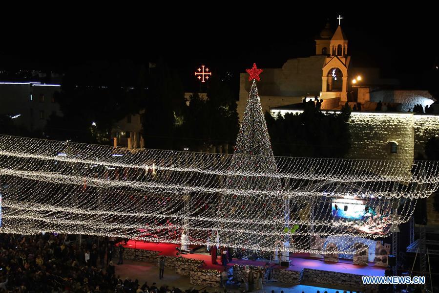 MIDEAST-BETHLEHEM-CHRISTMAS TREE-LIGHTING