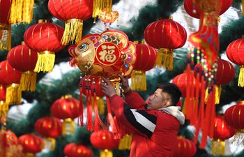 Beijing Shijingshan Amusement Park decorated for Spring Festival