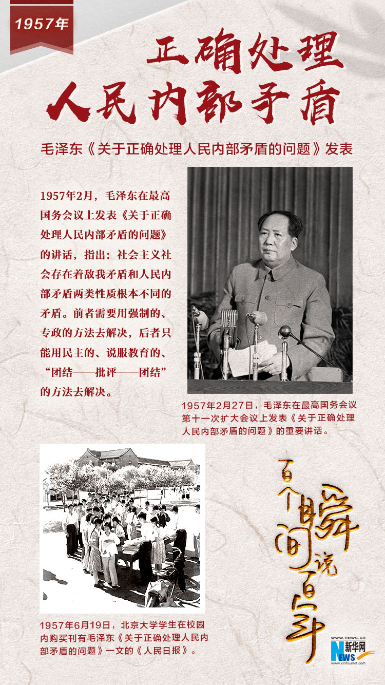 1957，正確處理人民內(nèi)部矛盾